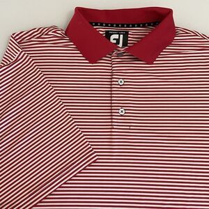 FootJoy Men's Prodry Lisle Short Sleeve Polo Red Striped Size Large Waldo